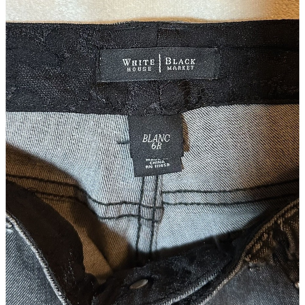White House Black Market Black Washed Embellished Embroidered Jeans Bootcut 6R - Picture 9 of 13